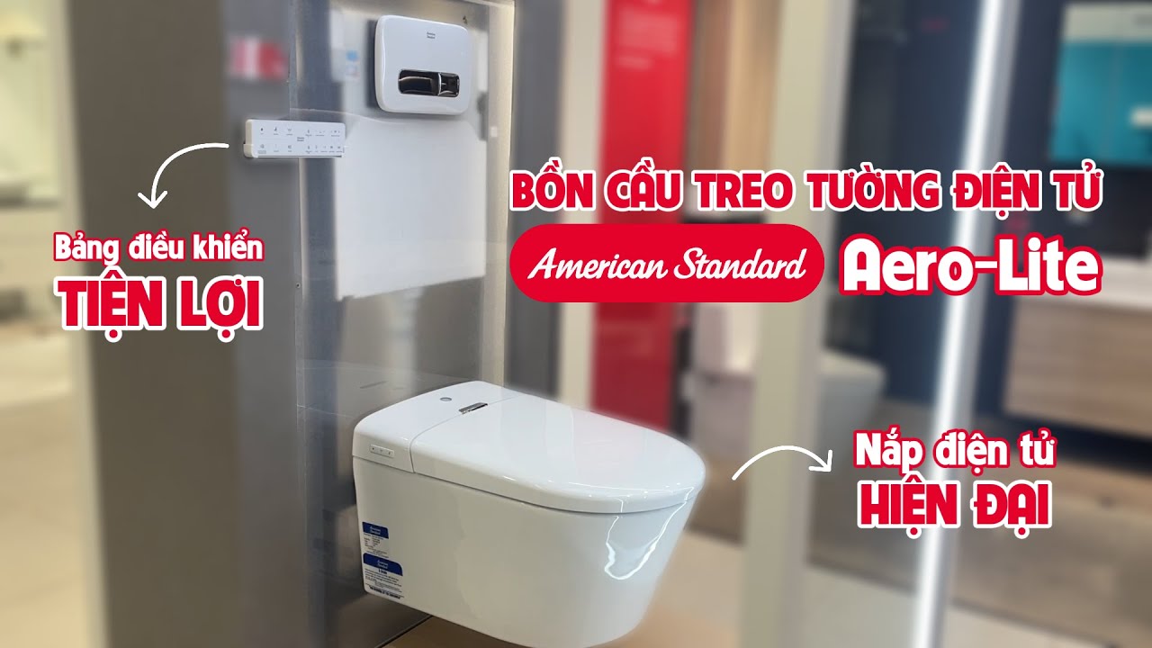 Bồn cầu treo tường nắp điện tử thông minh dòng Aero-Lite American Standard 103032BL00 + 103026SH00 (1073919990)