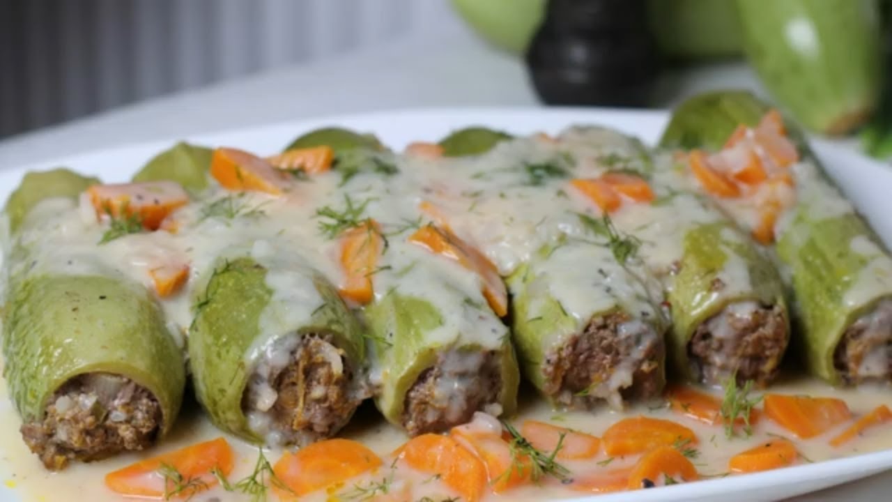 Рецепт фаршированных кабачков с яично-лимонным соусом по-гречески - просто и вкусно