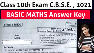 Maths Basic Exam || Answer Key JSK/2 || Class 10 || C. B. S. E. BOARD