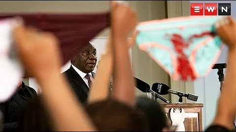 #GBVSummit: #Ramaphosa’s speech interrupted by silent protesters holding up underwear