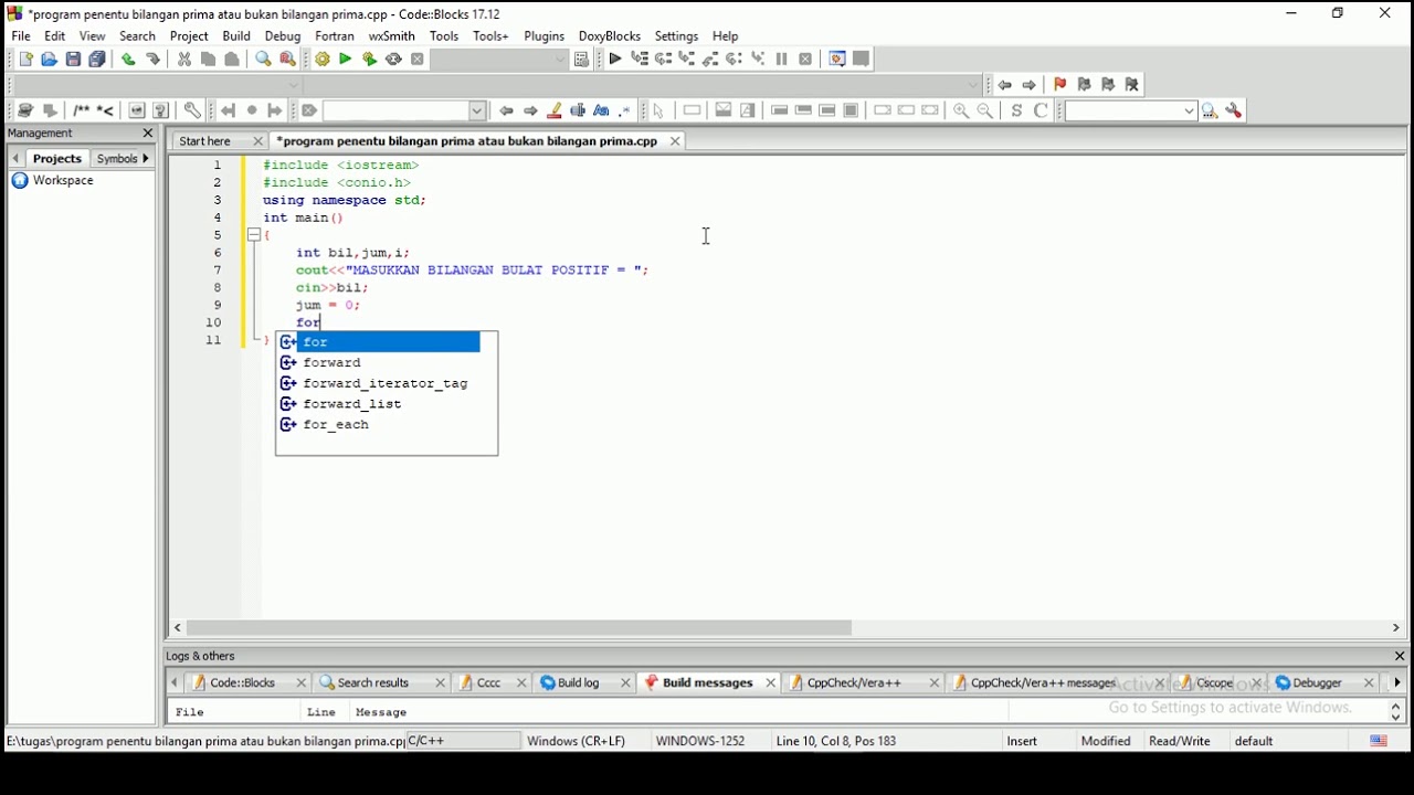 Programming Prima Program Menentukan bilangan prima Menggunakan Bahasa C++ - YouTube