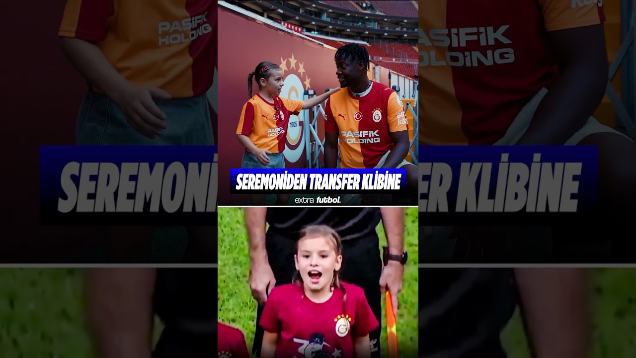 Seremonide '3re3ra' marşına eşlik etmesiyle tanınan minik Galatasaray taraftarı, transfer klibinde
