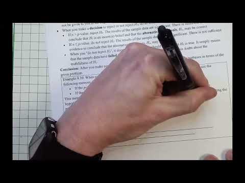 ASUN MATH 2233 9.4 Example #9.10 Making Decisions in a Hypothesis Test