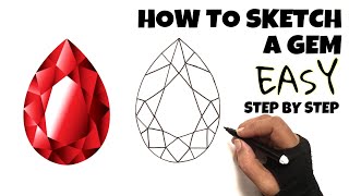 How to sketch a RUBY GEM | EASY STEP BY STEP DRAWING   #sketch #art #easy @artmahalbyNajla Net Worth