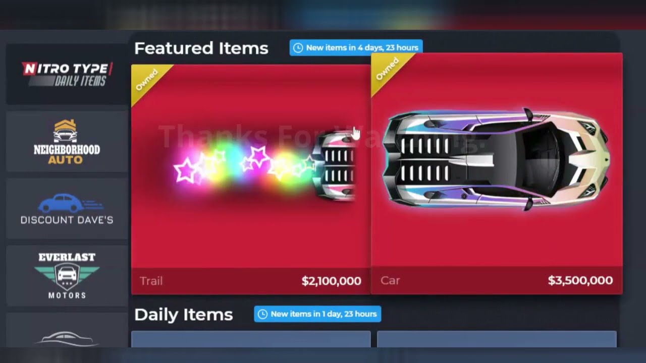Nitro Type Item Shop May 17:      Rare Season 29 Car?