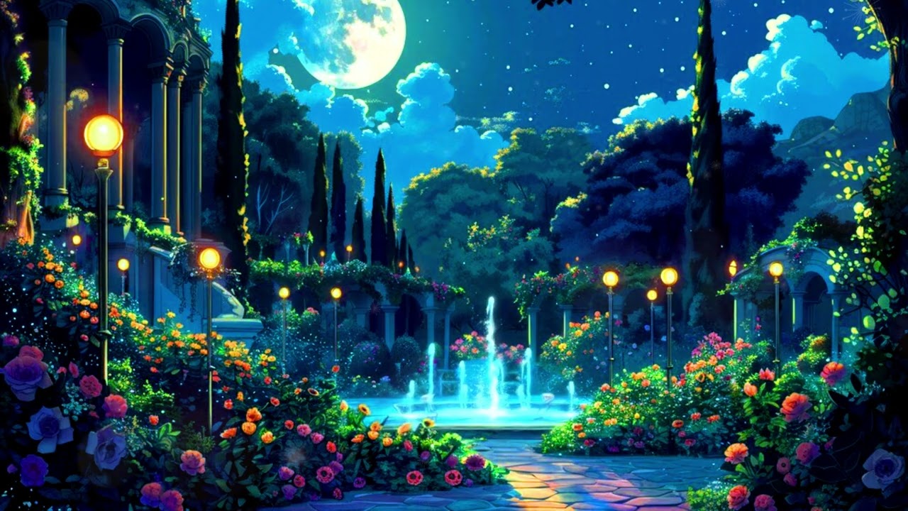 gentle fountain & night nature 🌿 soft water & nature sounds for sleep 💧🌙
