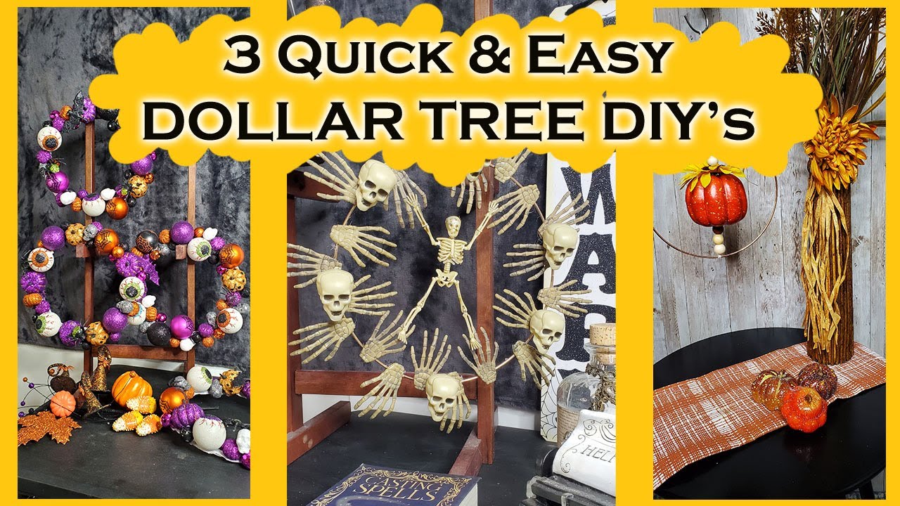 🍁 3 Dollar Tree DIY Fall Decor Wreath Ideas - Halloween Decorations ...