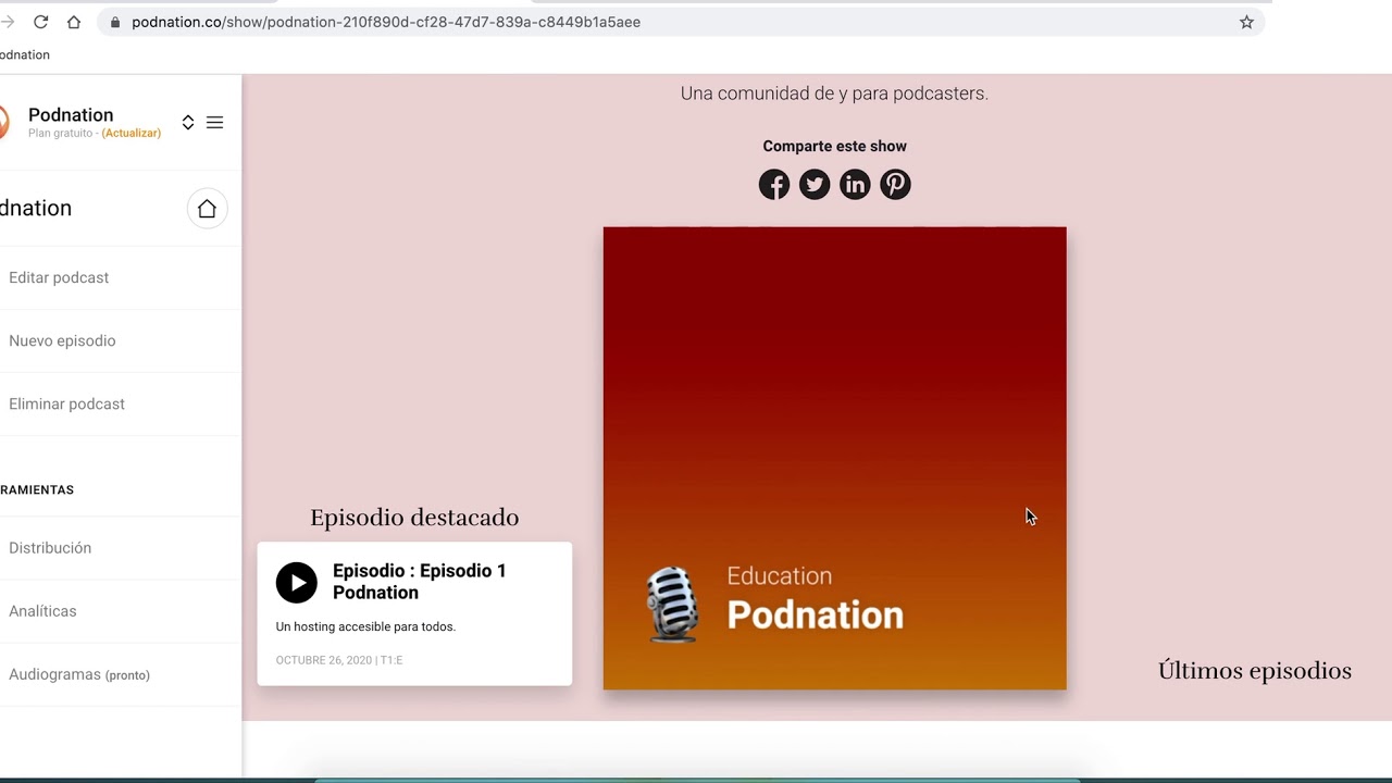 ¿Cómo agregar el primer episodio de tu podcast en Podnation.co? | Video Tutorial