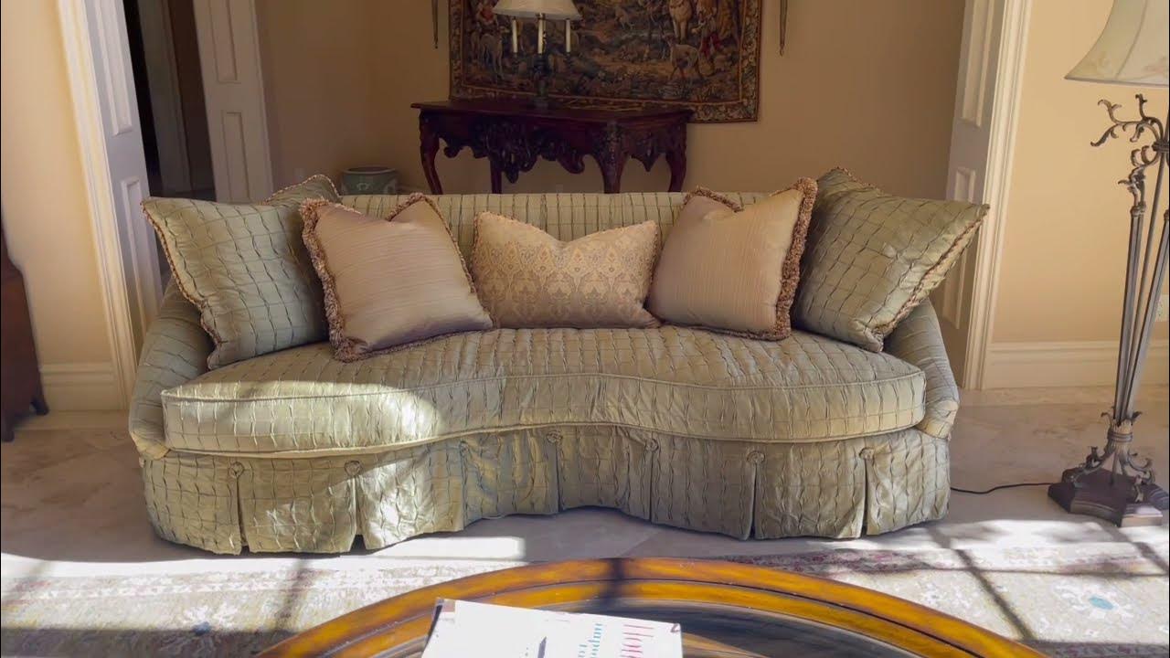 The Henredon Upholstery Collection Curved Sofa With Throw Pillows YouTube