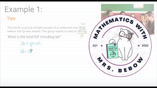Tips & Markups (Percent Problems), Part 1