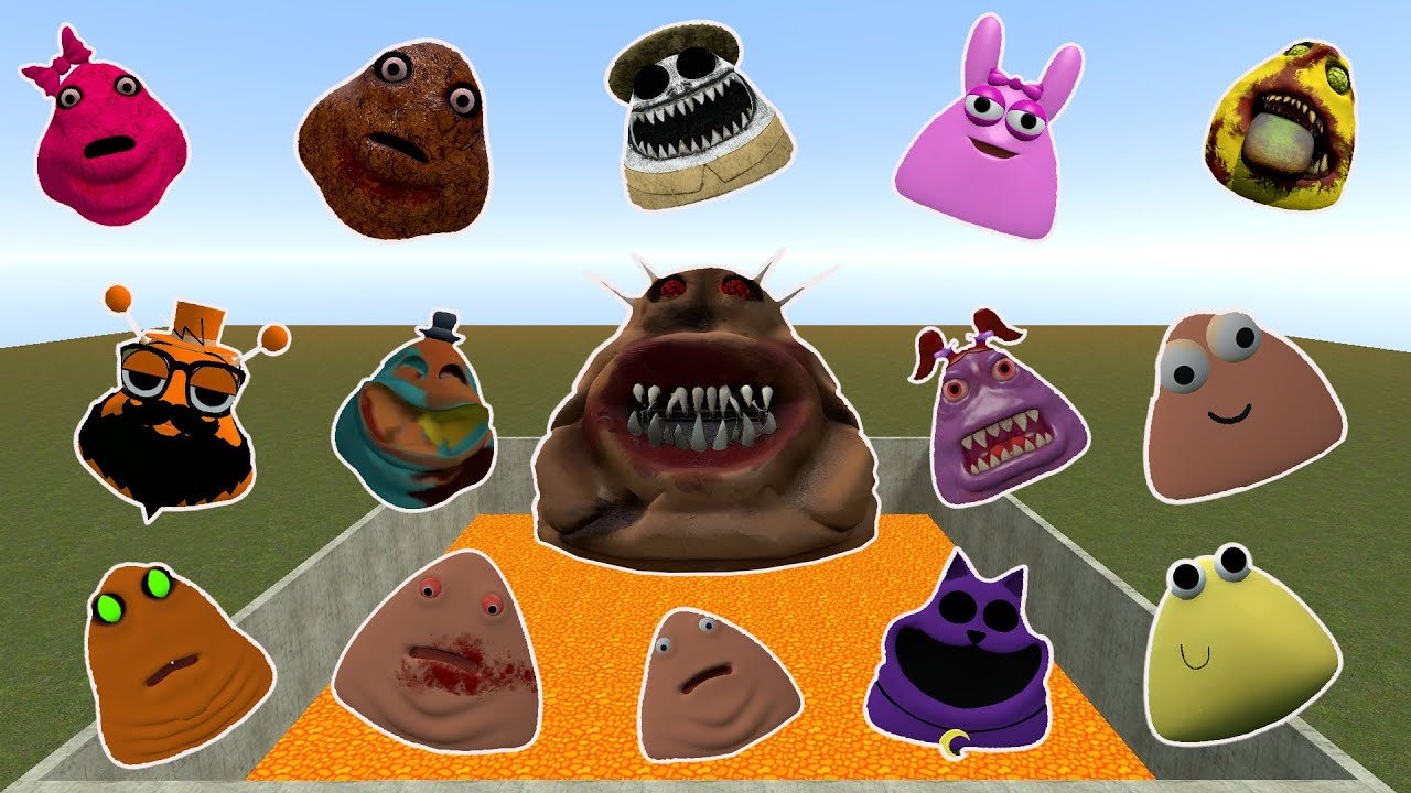 SPARTAN KICKING POU BOU FAMILY FROM BOU'S REVENGE Of POU and SCARY PINK POU in LAVA POOL Gmod