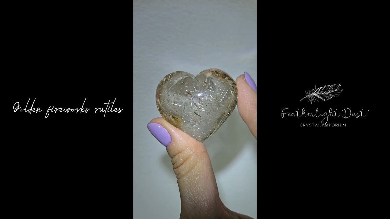 Golden fireworks rutilated quartz heart - RT715