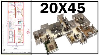 20x45 House Plan  With Interior  South Facing  G1  2 Storey  Gopal Architecture