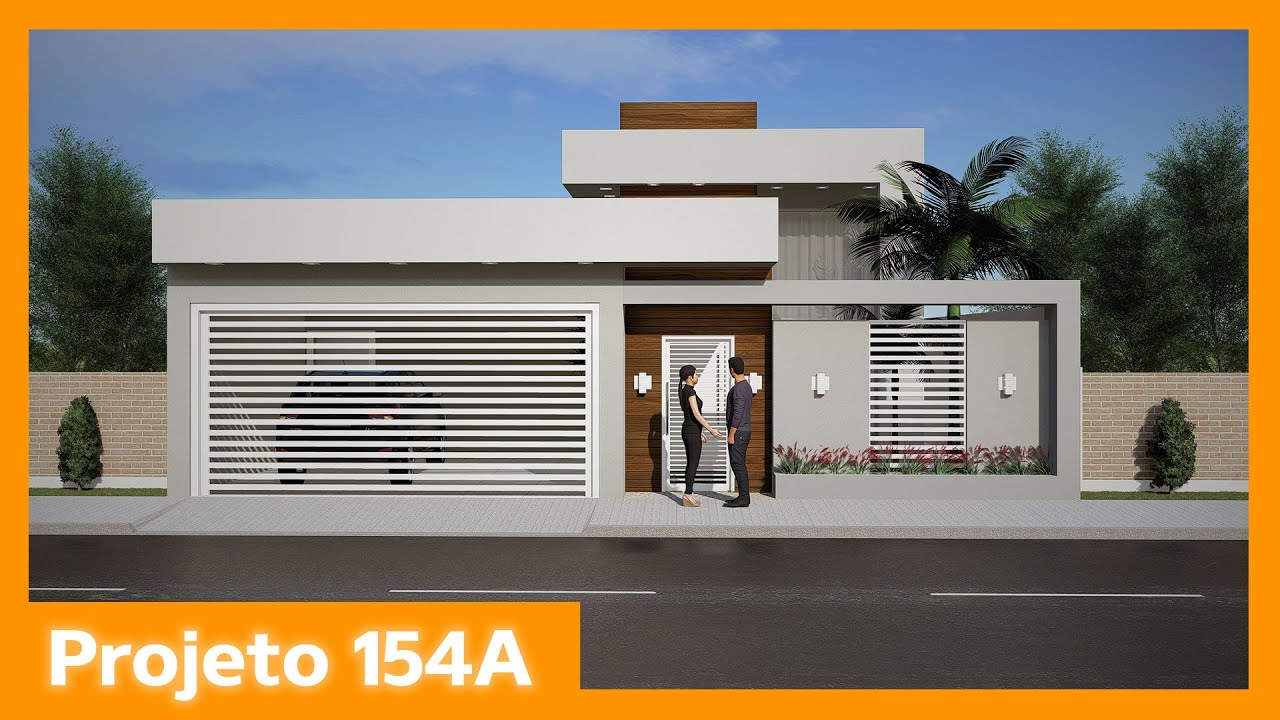 Planta de casa com 3 quartos e piscina - 154A