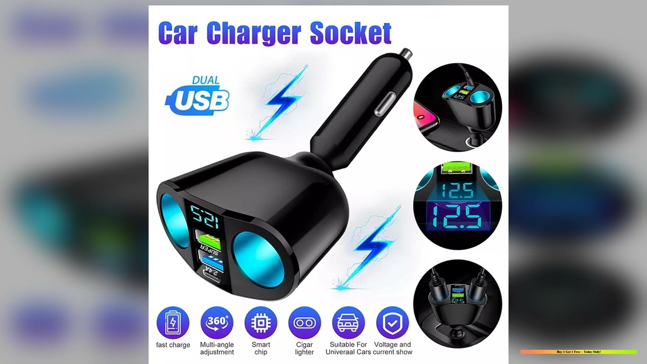 Multiple Devices Can Be Charged at the Same Time with Digital Display Car Charg Dualport Car
