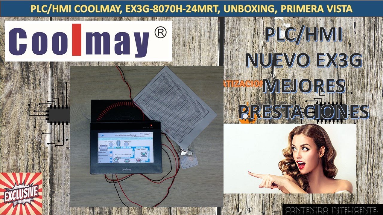 01-PLC/HMI COOLMAY, EX3G-8070H-24MRT, UNBOXING, PRIMERA VISTA