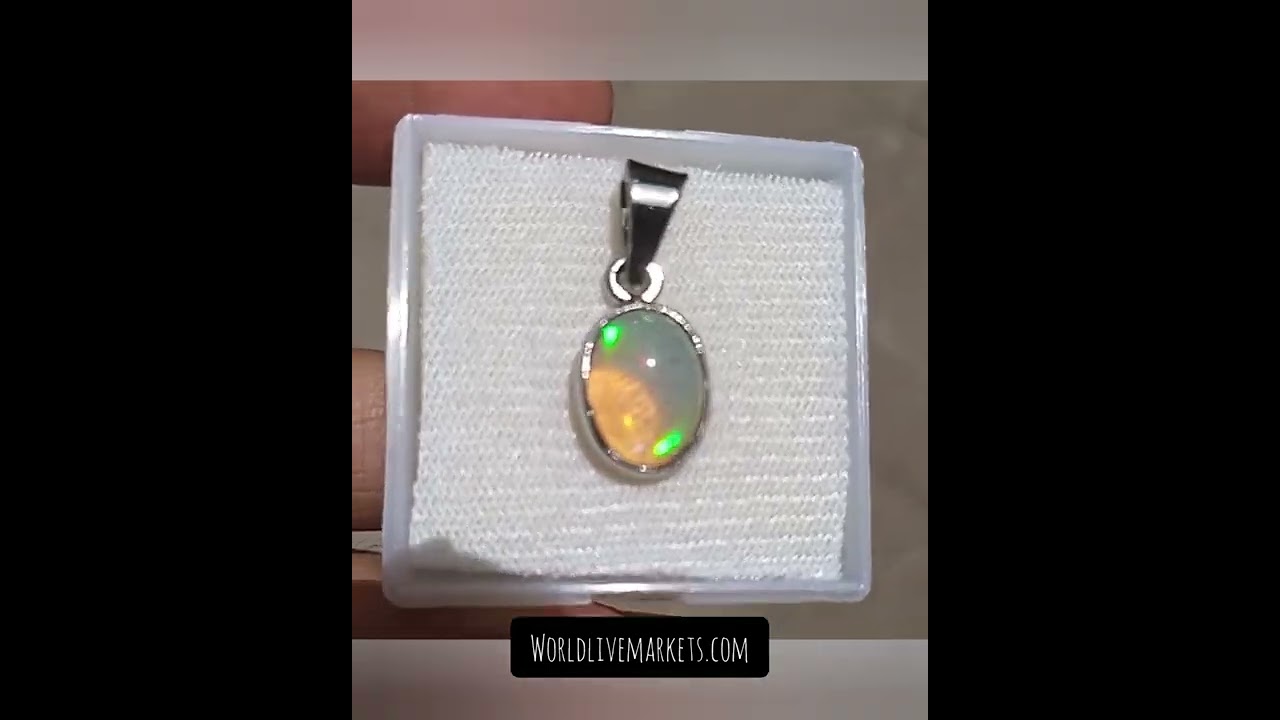 Pure Silver Necklace in Opal Stone available at worldlivemarkets.com