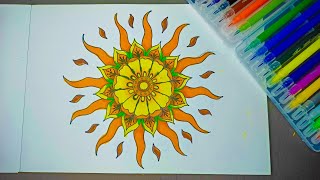 Membuat Gambar Dekoratif Motif Matahari ☀️ Ragam hias motif matahari how to make sun Mandala screenshot 4