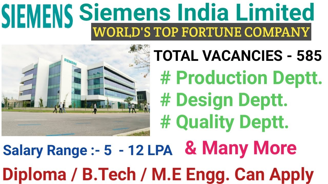 Siemens India Latest Vacancies I Total Vacancies 585 I Latest Mechanical Jobs I Electrical