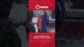 Heavy snowfall covers Olympic venue in Cortina