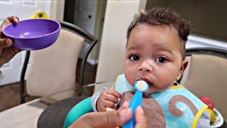 BABY EATING CEREAL FOR THE FIRST TIME! | Reaction + Fall PhotoShoot