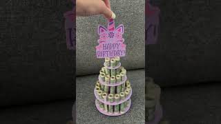 Birthday Money Cake SVG. Cardstock Money Holder. SVG template cut file for Cricut.