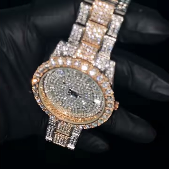 Ice Star ® ICY DIAMOND WATCH | TWO TONE GOLD & SILVER PLATING | 44MM