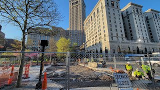 Cleveland's Public Square Undergoing Construction to Install Bollards (April 22, 2024)