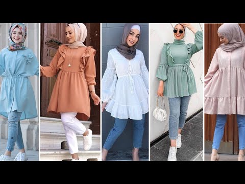 Hijab with short shirt and jeans for muslims girls ideas || How can we wear hijab ideas.