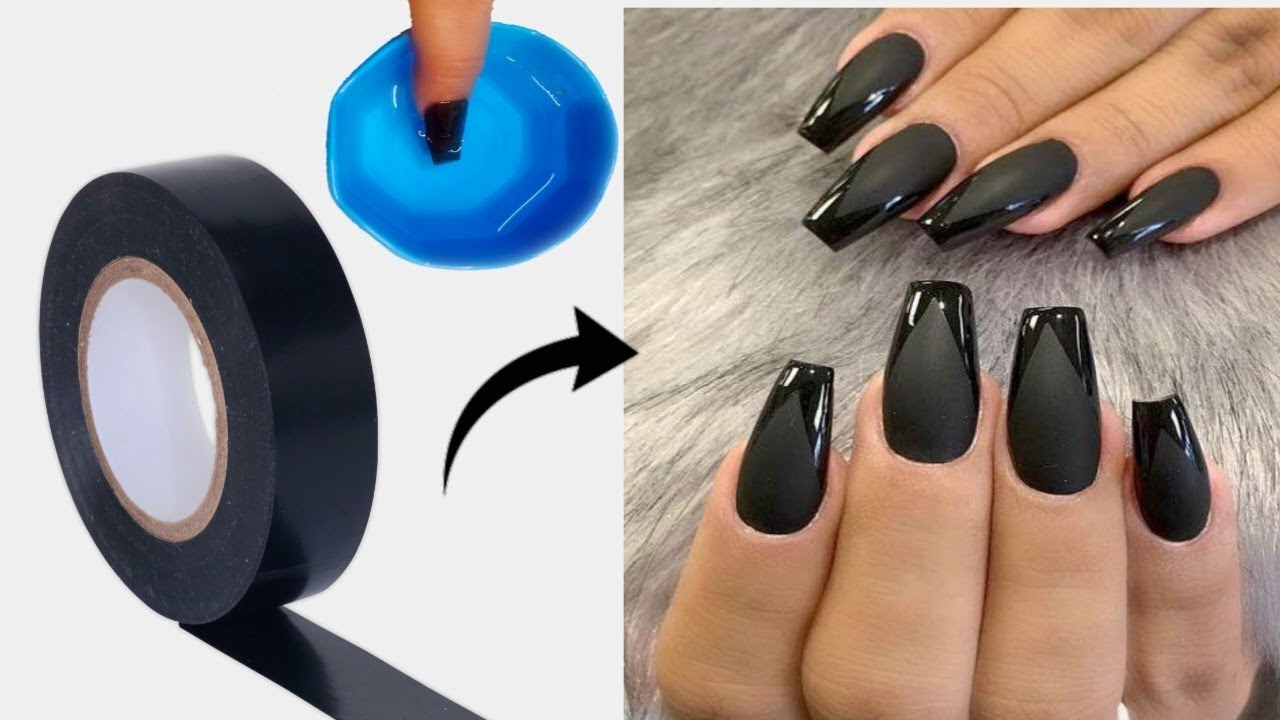HOW TO MAKE WATERPROOF FAKE NAILS FROM PAPER/fake nails with tape/fake nails kaise banaen