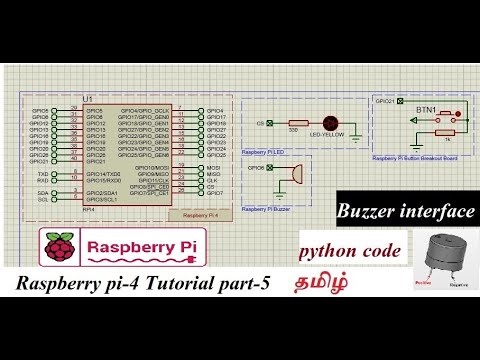 Raspberry pi-4 Tutorial || Buzzer || Proteus Simulation || Python code || TAMIL