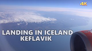 LANDING IN ICELAND - KEFLAVIK , ACTIVE VOLCANO VIEW 4K