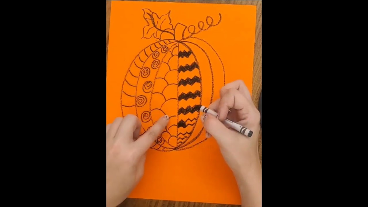 Step by Step Pumpkin Zentangle Art Project For Kids