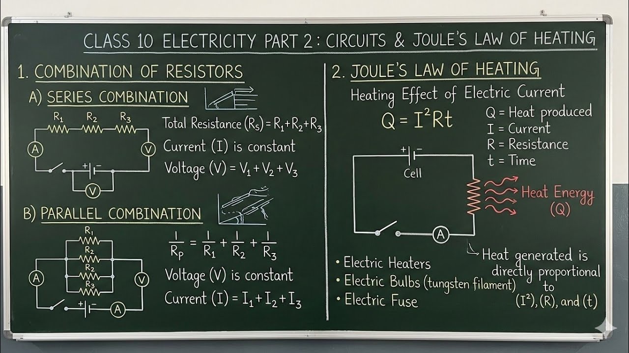 Class 10| Parallel and Series Combination| Joule's Law| Rapid Revision|