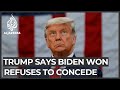 Trump tweets Biden ‘won’ but still falsely claims election rigged