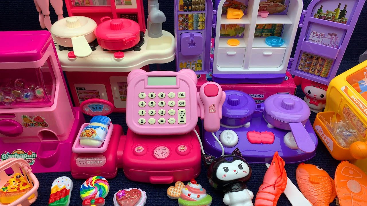 11 Minute Soothing Pink Cash Register Kitchen Toy Set Unboxing Review ASMR