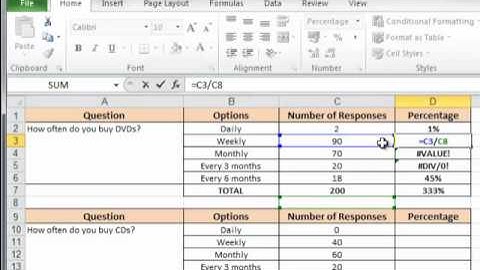 Excel 2010 - Percentages