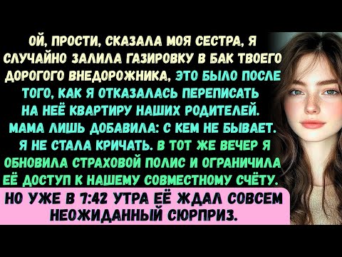 Ой, извини, сказала моя сестра, я случайно залила газировку в бензобак твоего дорогого внедорожника.