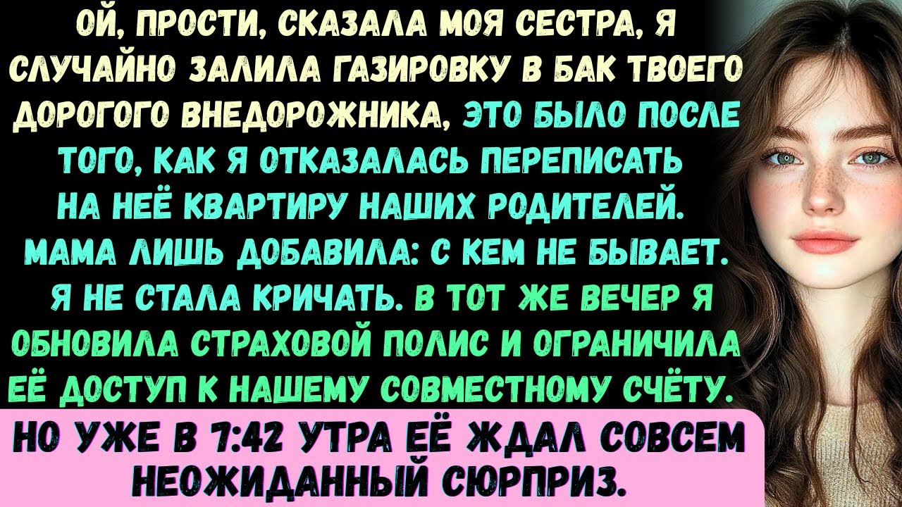 Ой, извини, сказала моя сестра, я случайно залила газировку в бензобак твоего дорогого внедорожника.