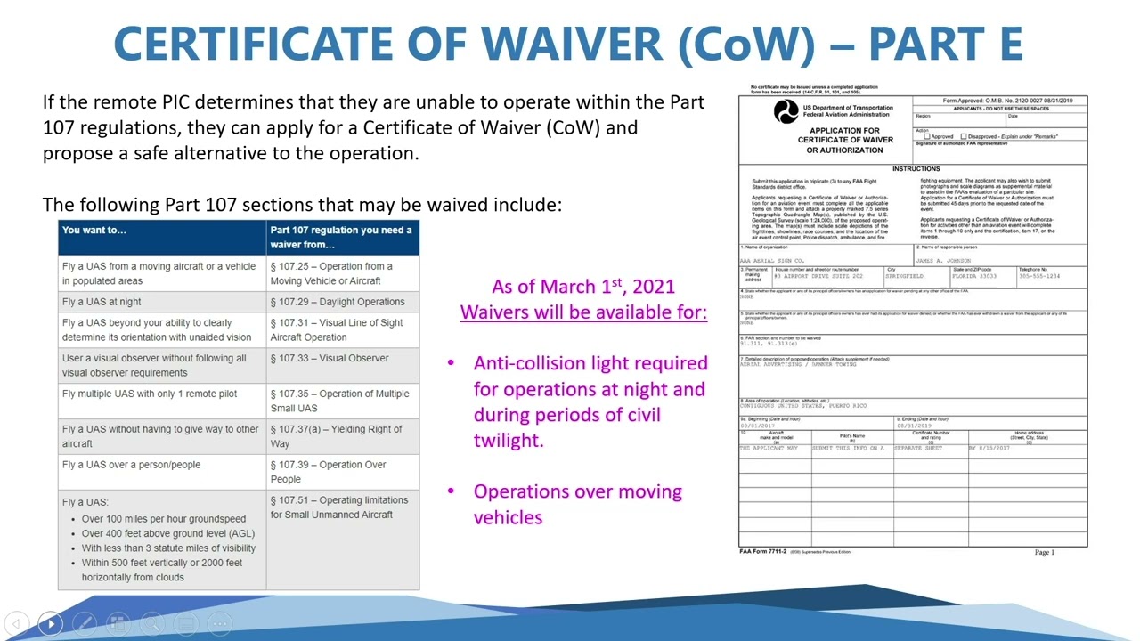 Become a Commercial Drone Pilot - FAR Part 107 Waivers - Lesson 1.6