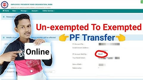 unexempted to exempted online pf transfer process in hindi