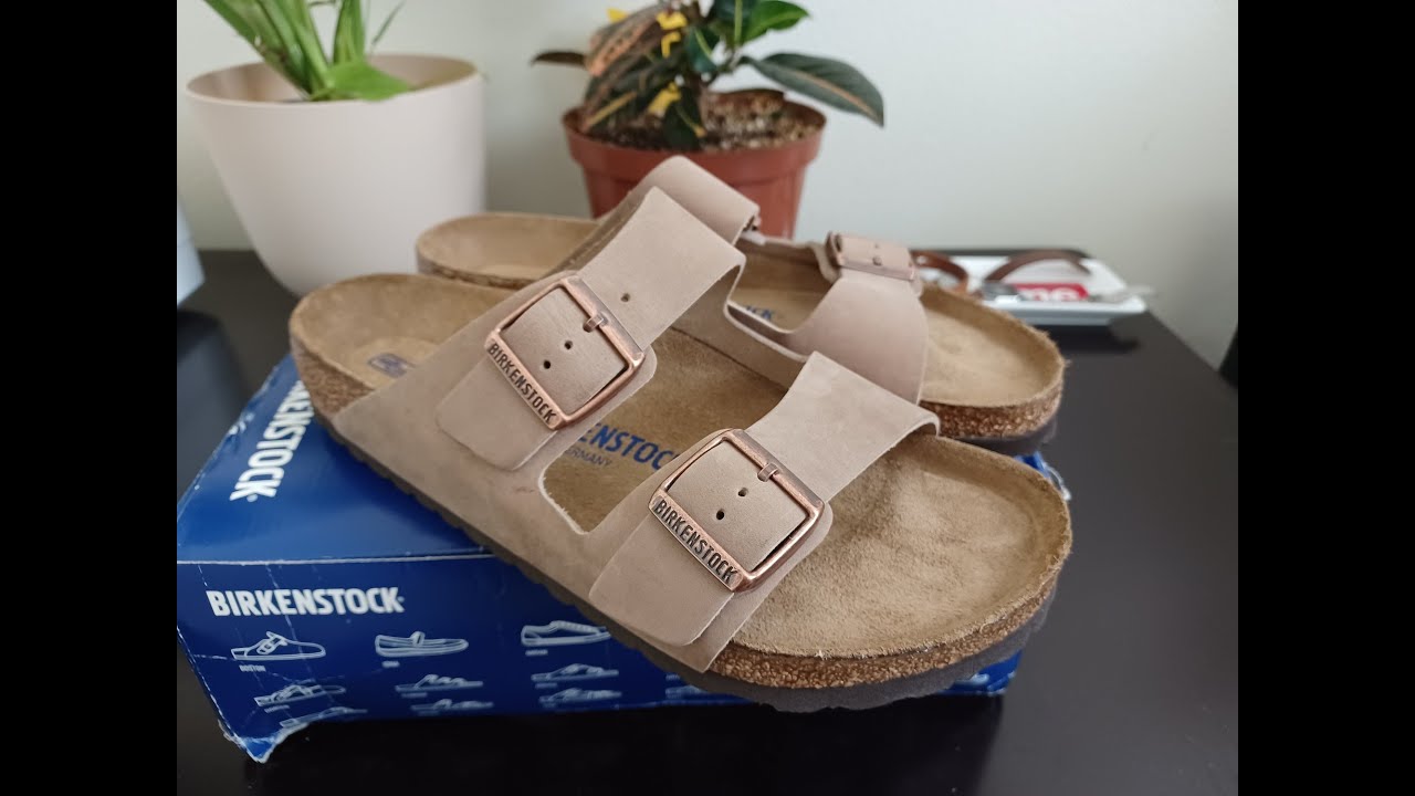Birkenstock Arizona Sandals - Oiled Nubuck Leather - Tobacco Brown - Footbed Unboxing Review - YouTube