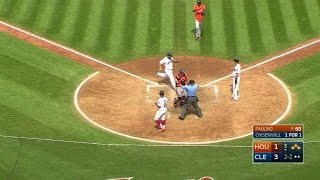 HOU@CLE: Two Indians score on wild pitch, review