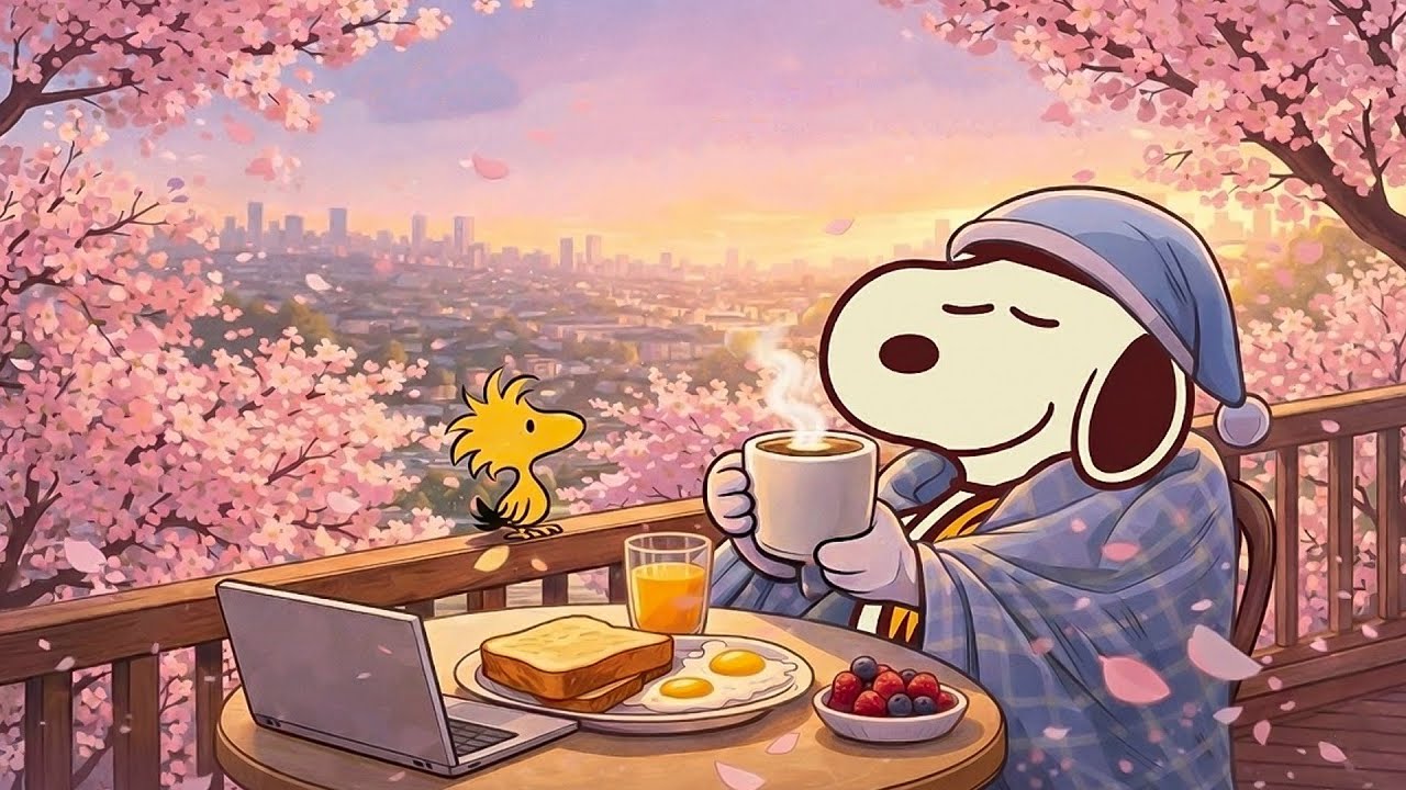 Happy Jazz with Snoopy 🌸❄️ Soft Jazz Music for Slow, Cozy & Joyful Moments