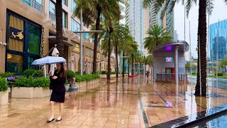 Walking in Heavy Rain: Downtown Dubai, Burj Khalifa Centre