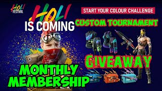 Garena Free Fire Custom Room Tournament Giveaway Monthly Membership