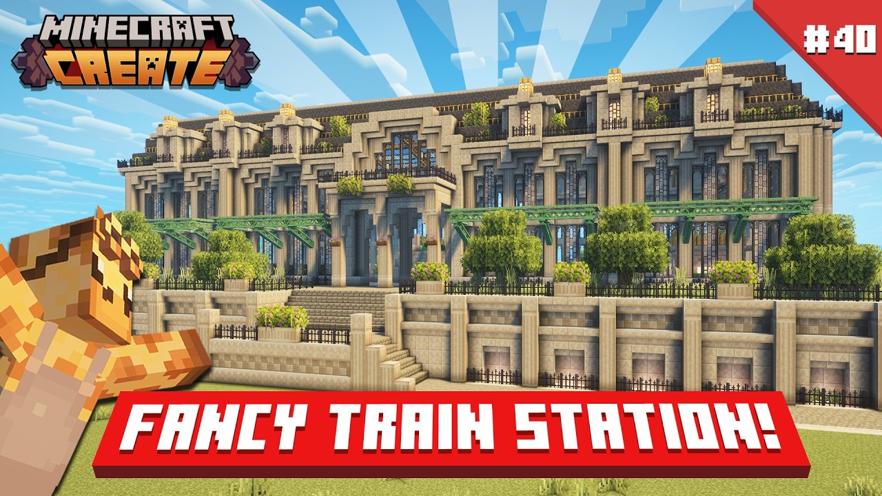 I Built a FANCY TRAIN STATION for my new District in Minecraft Create ...