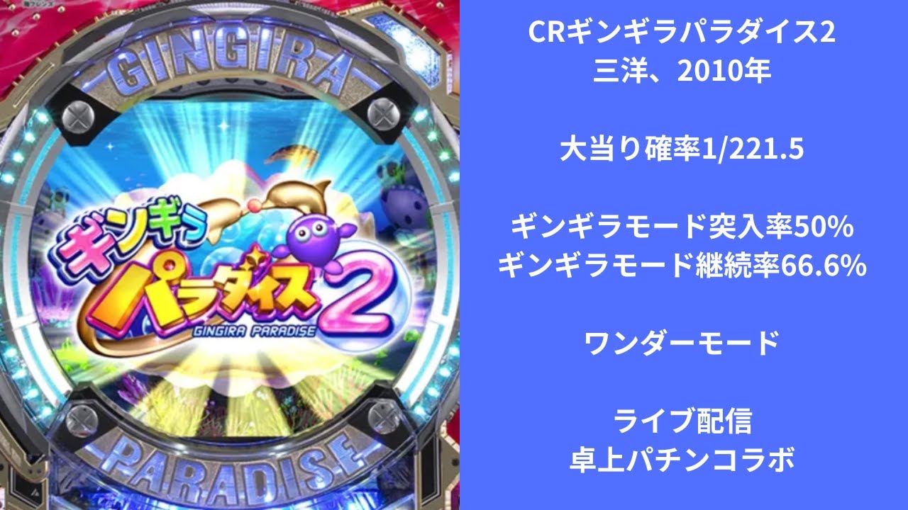 J*7様 卓上パチンコ CRギンギラパラダイス ＋ ギンギラパラダイスＶ CRギンギラパラダイス「1995年」 パチンコ スペック 予告 初打ち 打ち