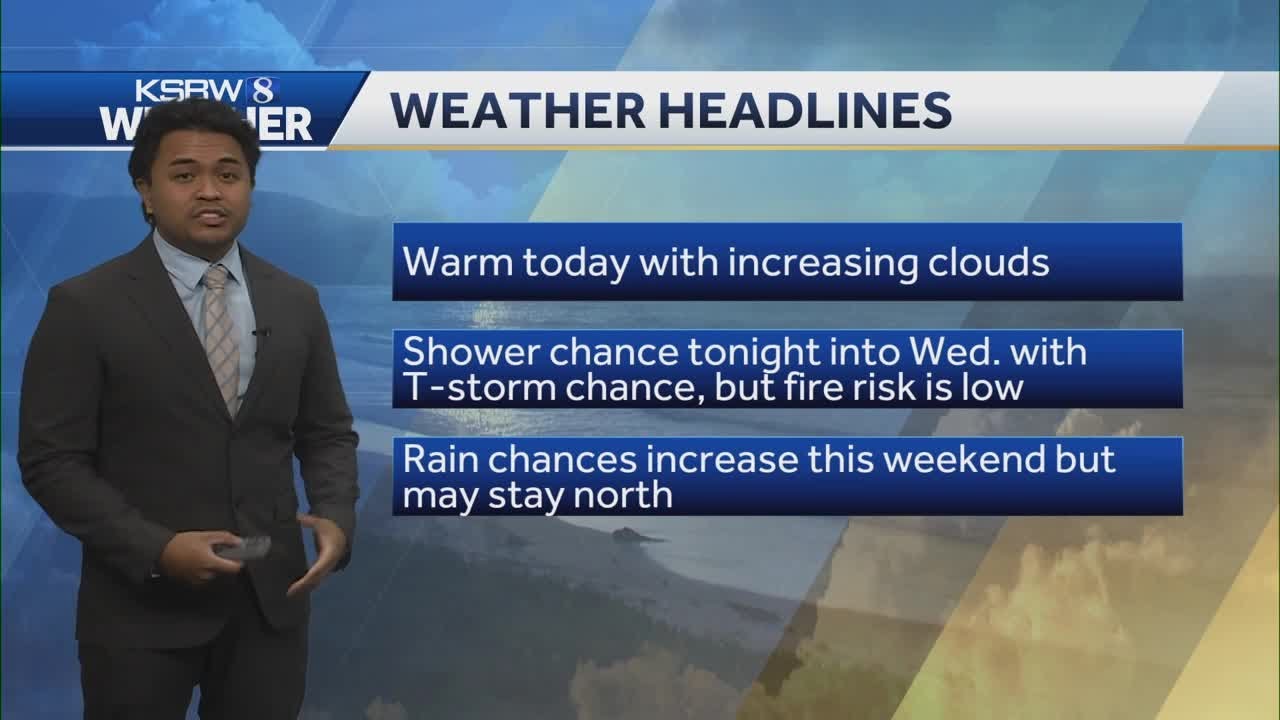 Warm Tuesday with shower chances tonight into Wednesday - YouTube