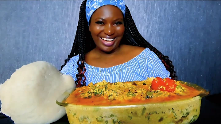 Asmr mukbang delicious egusi soup with fufu/Nigerian food mukbang